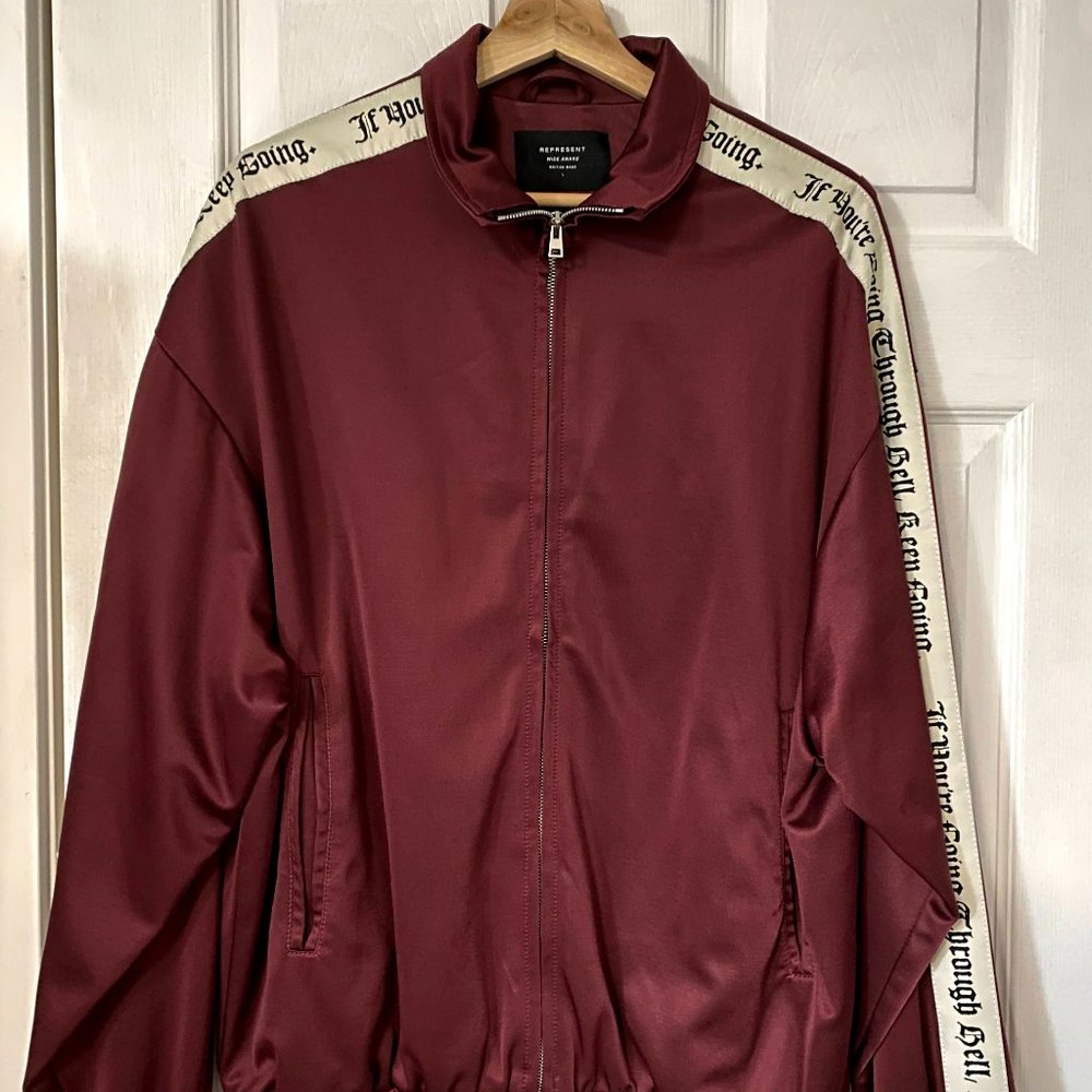 - REPRESENT UK- Deep Red Satin Bomber -